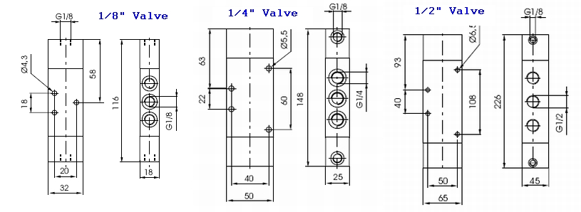 5/2 Double Pilot Pneumatic Valves